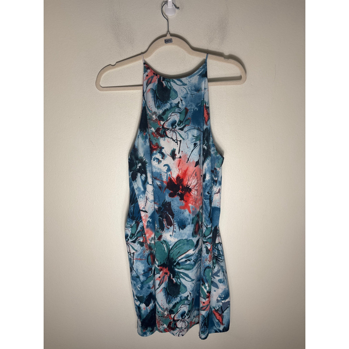 Fab'rik Blue Orange Water Color Sleeveless Mini Dress Sz L