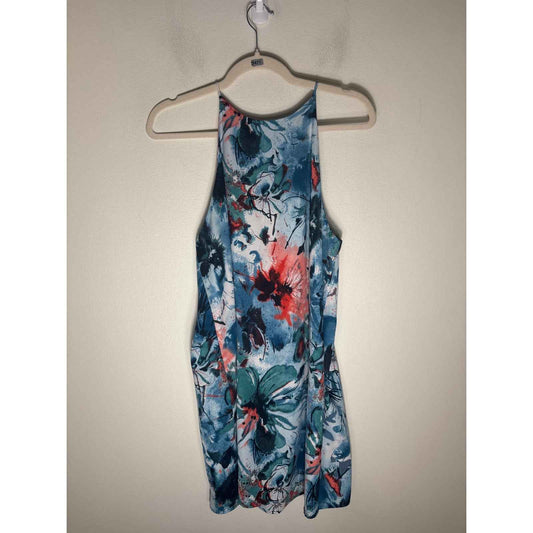 Fab'rik Blue Orange Water Color Sleeveless Mini Dress Sz L