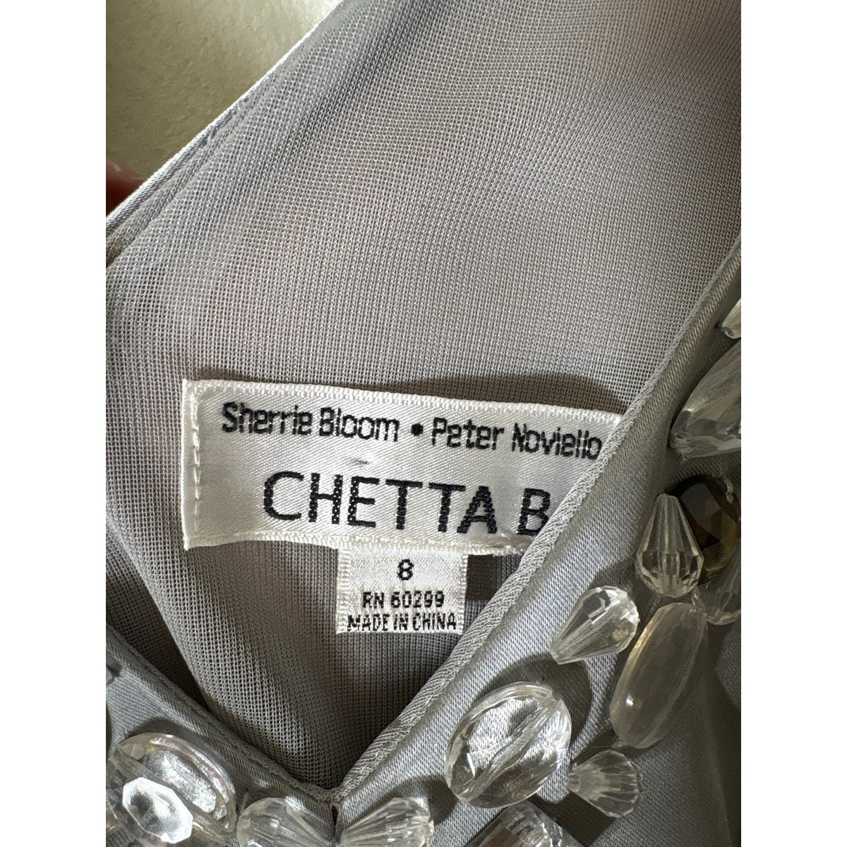 Cheta B Silver Gray Sleeveless Embellished Knee Length Dress Sz 8