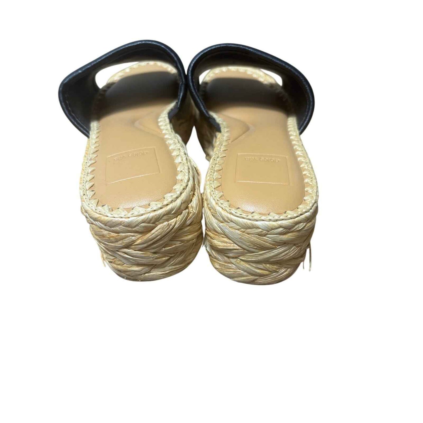 Dolce Vita Black Leather Rafia Slide Sz 8