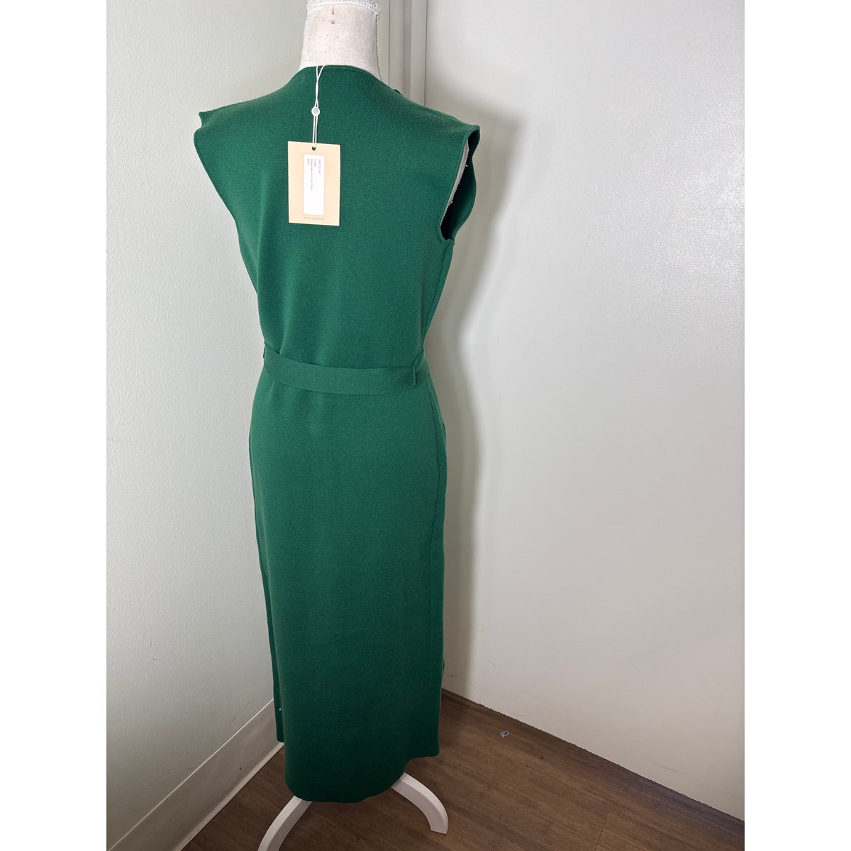 NWT Pearl Forest Green Sleeveless Knit Vest Dress Sz S