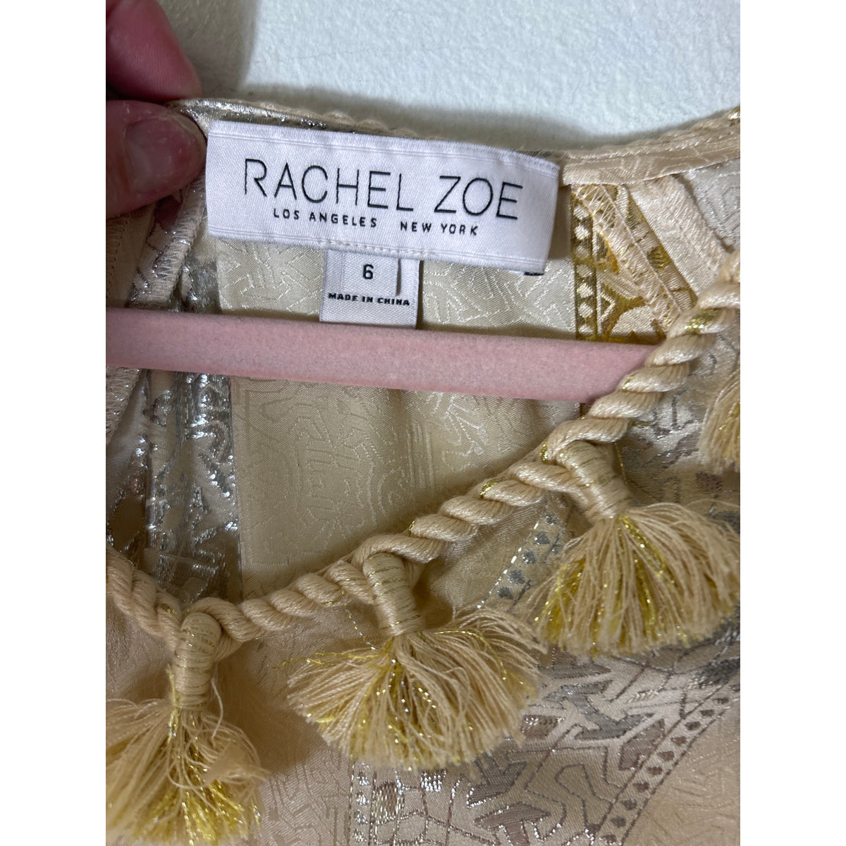 Rachel Zoe Silk Metallic Jacquard Boho Tunic Dress 6