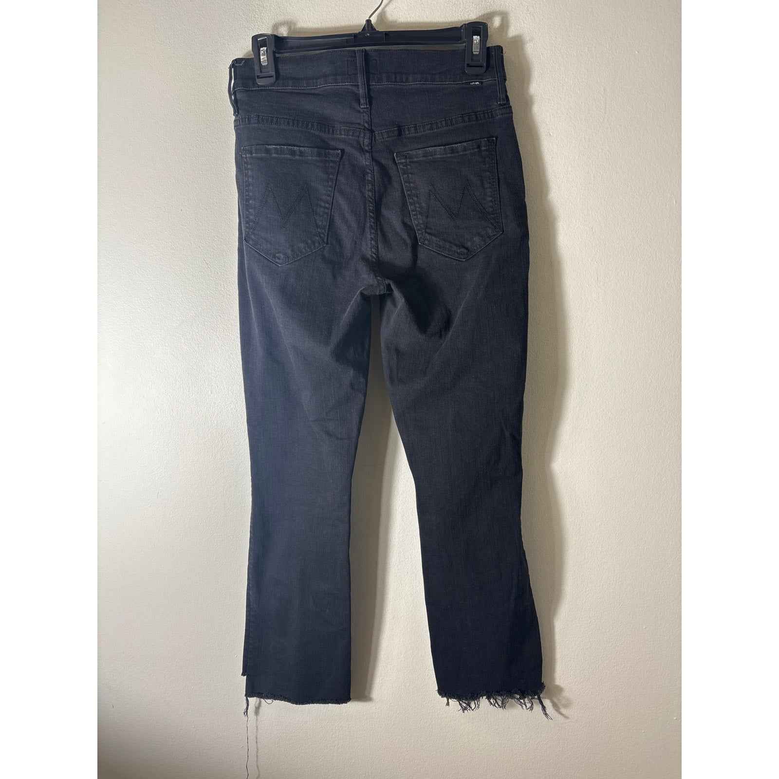 Mother Black "The Crop Step Fray" Straight Leg Denim Jean Sz 29