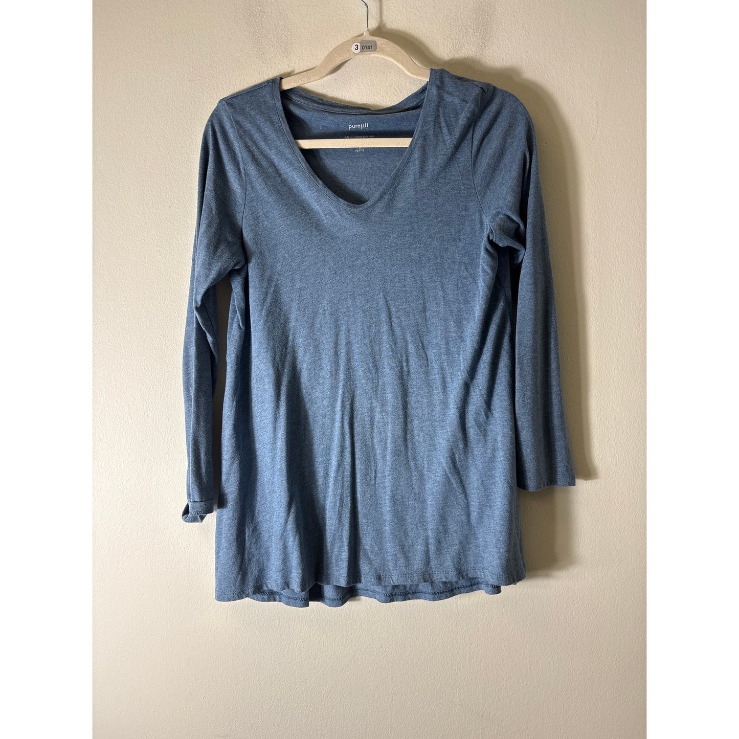 Pure J.Jill Blue Shirred Back Tunic Tee Sz SP