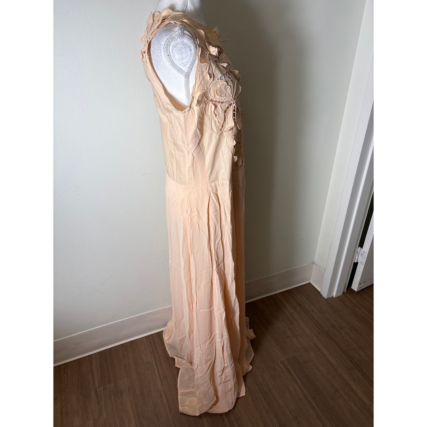 Forete Forete "Il Ricamo" Pale Peace Flower Applique Maxi Dress Sz 6 (II)