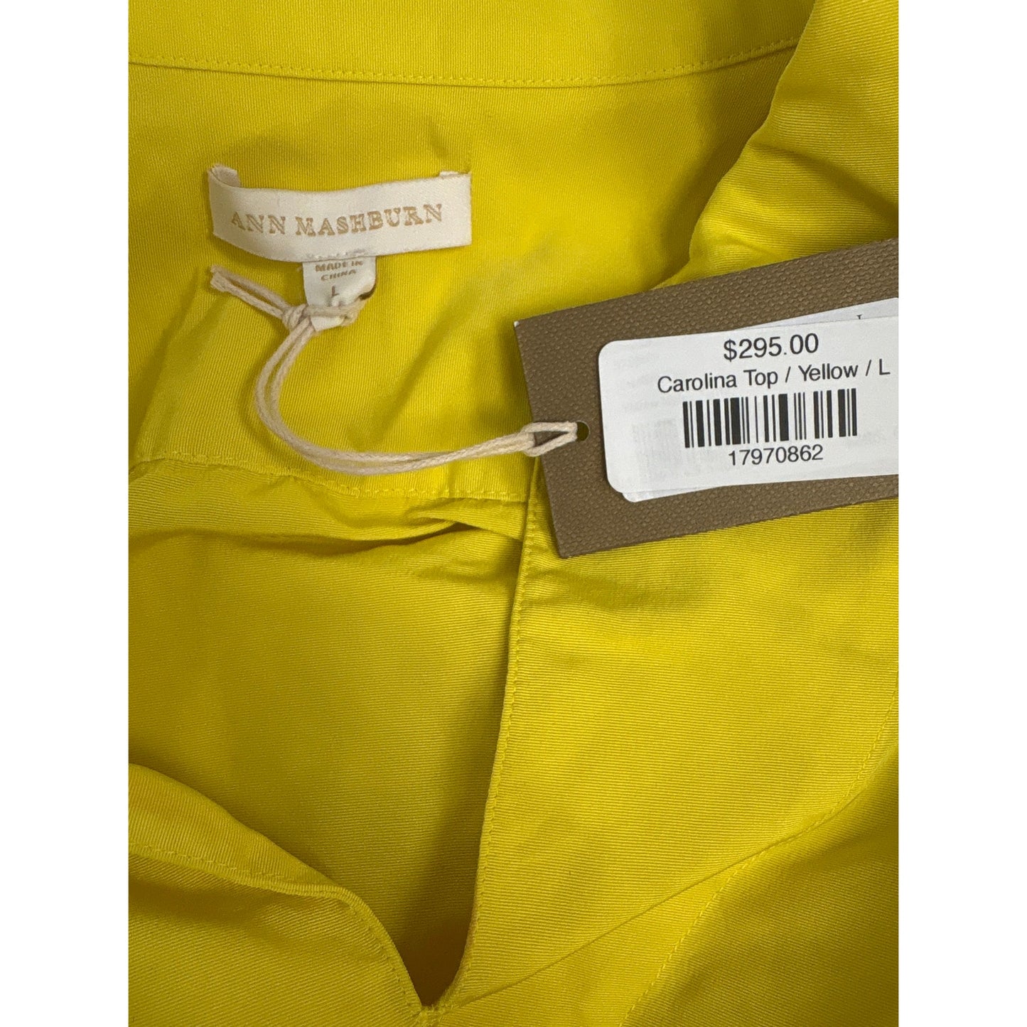 NWT Ann Mashburn Yellow Carolina Top Sz L