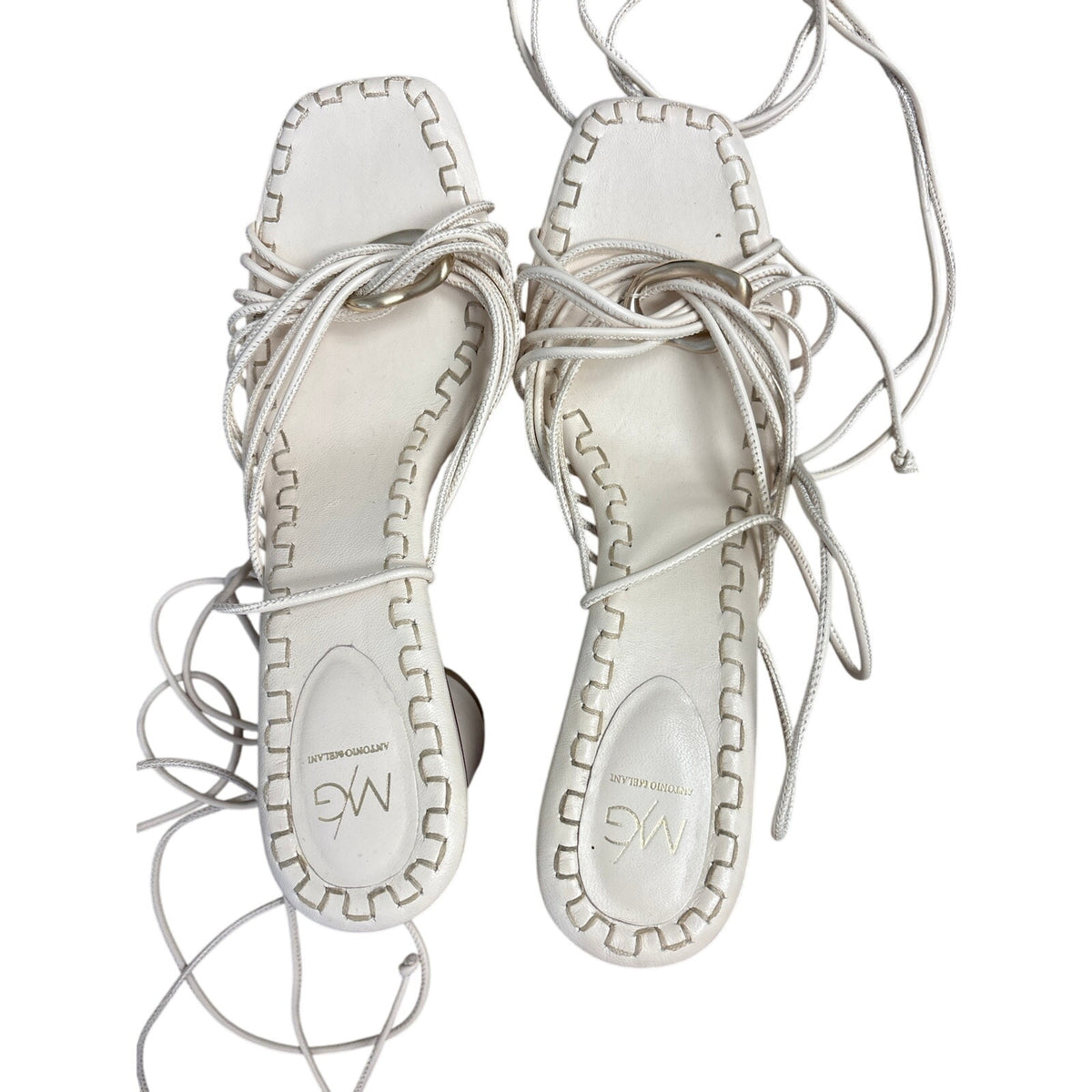 Antonio Melani M/G Cream Strappy Block Sandals Sz 9