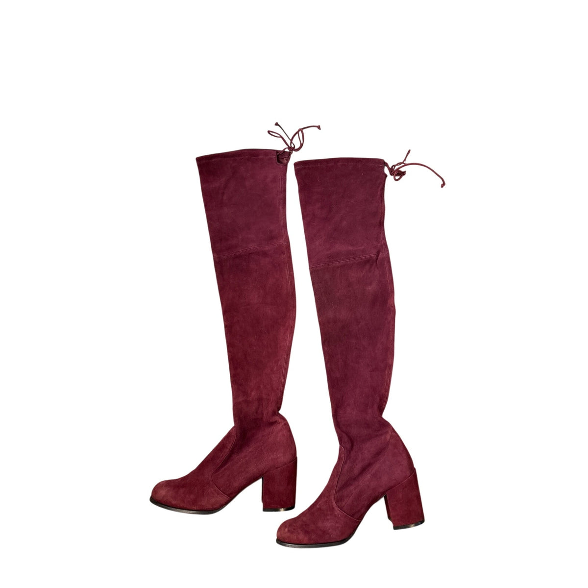Stuart WEitzman Deep Crimson Suede Pull On Boot Sz 10