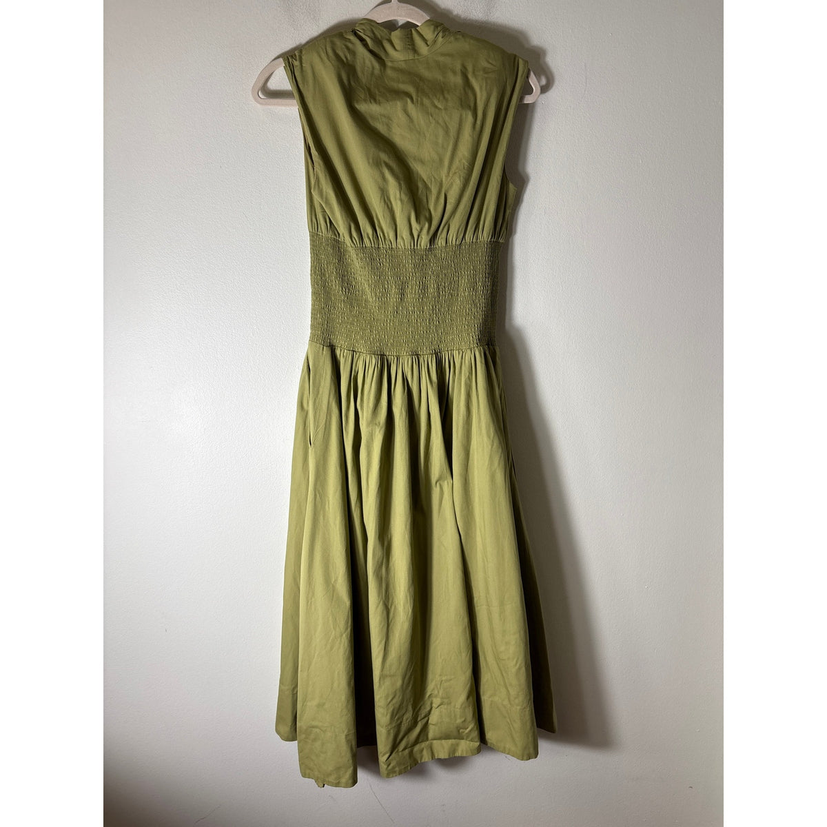 By Anthropologie Olive Green Sleeveless Smocked Waist Maxi Dress Sz XS
