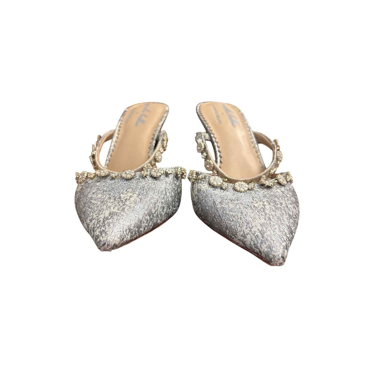 Nicole Bathie x Antonio Melani Pointed Silver Heels Sz 8