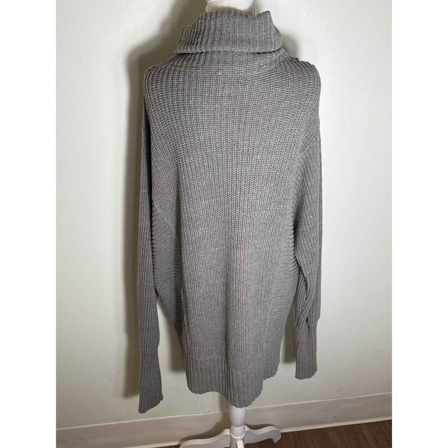 Free People Gray Long Sleeve Knee Length Knit Rollneck Sweater Dress Sz M