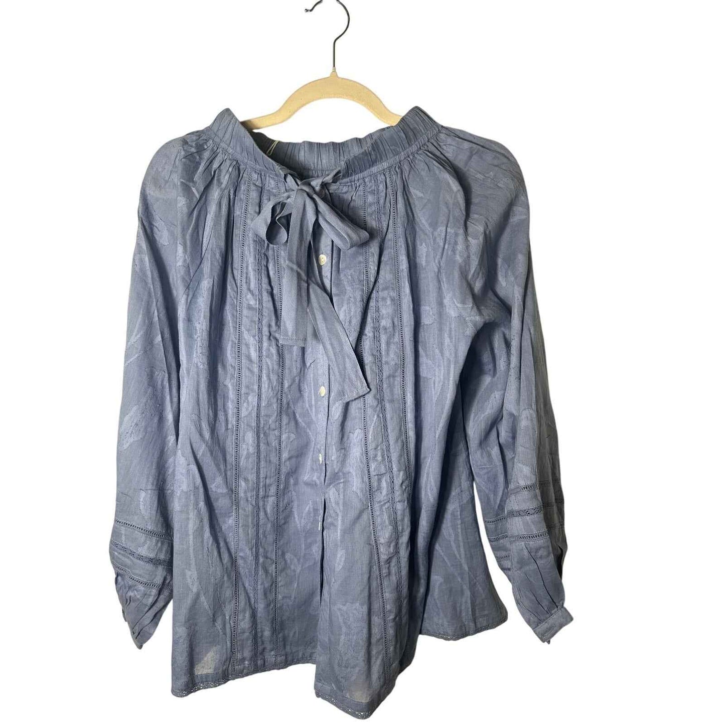 NWT Roller Rabbit "Fil Coupe Glyn Top" Cornflower Blue Long Sleeve Shirt Sz XS