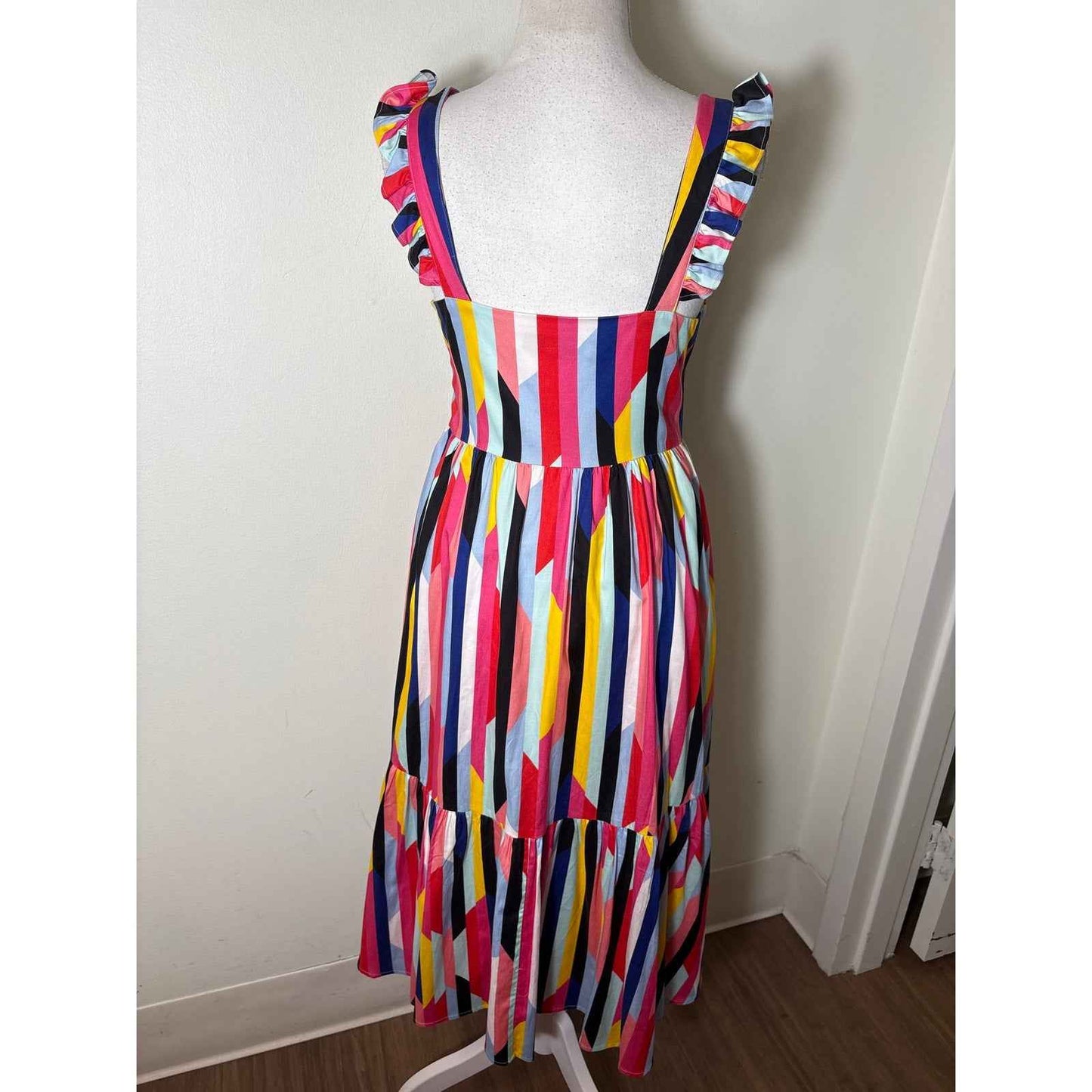 Crosby Multi Color Flutter Ruffle Shoulder Straps Maxi Dress Sz XS