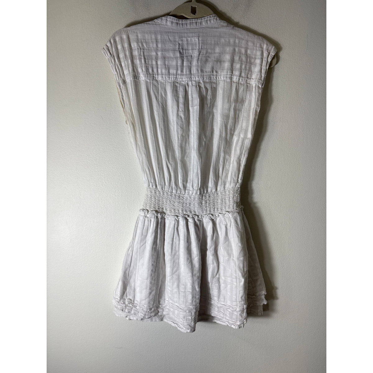 Rails White Sleeveless Button Up Smocked Waist Mini Dress Sz S