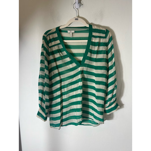 Joie Sheer Stripe Long Sleeve Blouse Sz S
