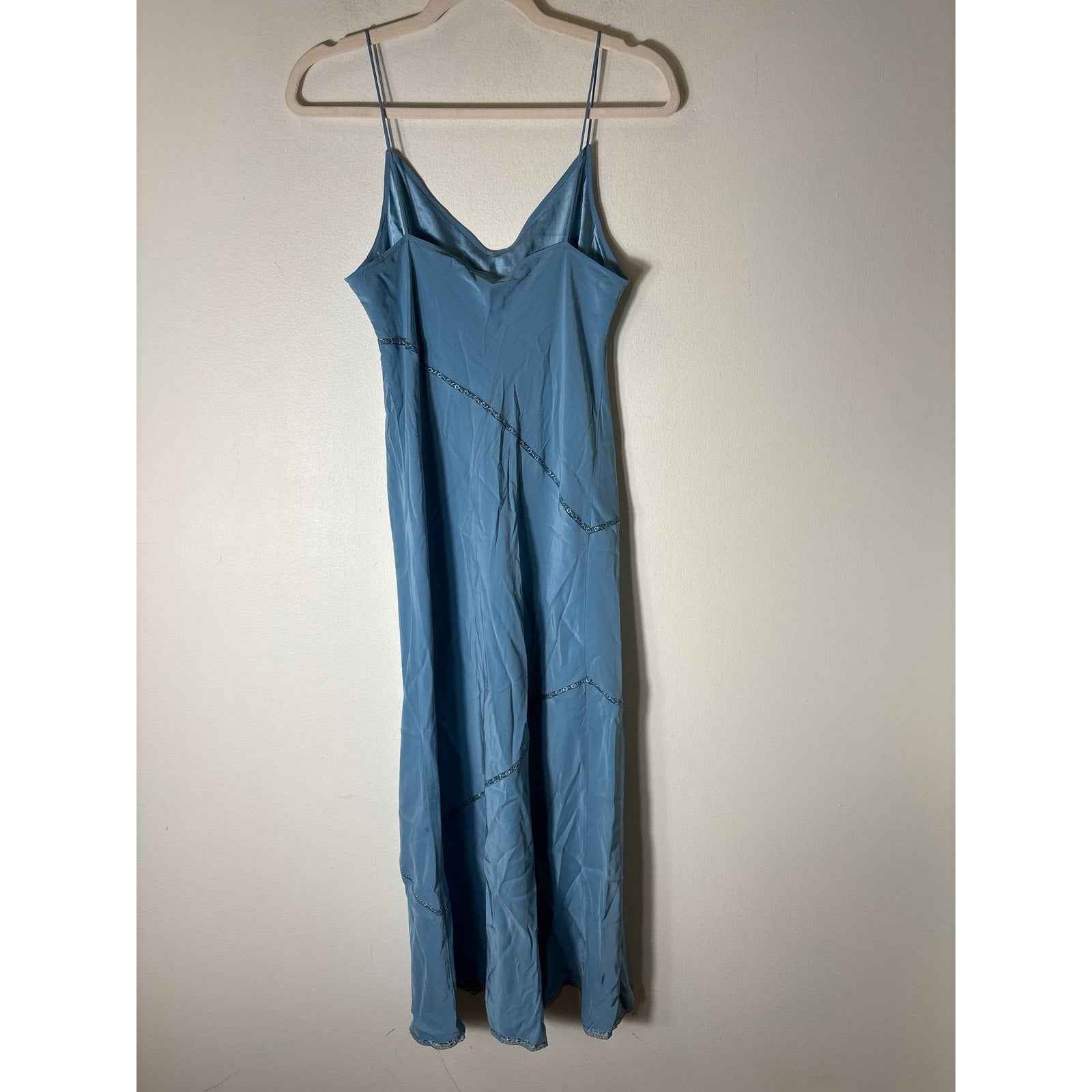 J. Crew Dusty Blue Spaghetti Strap Silk Slip Dress Sz 10