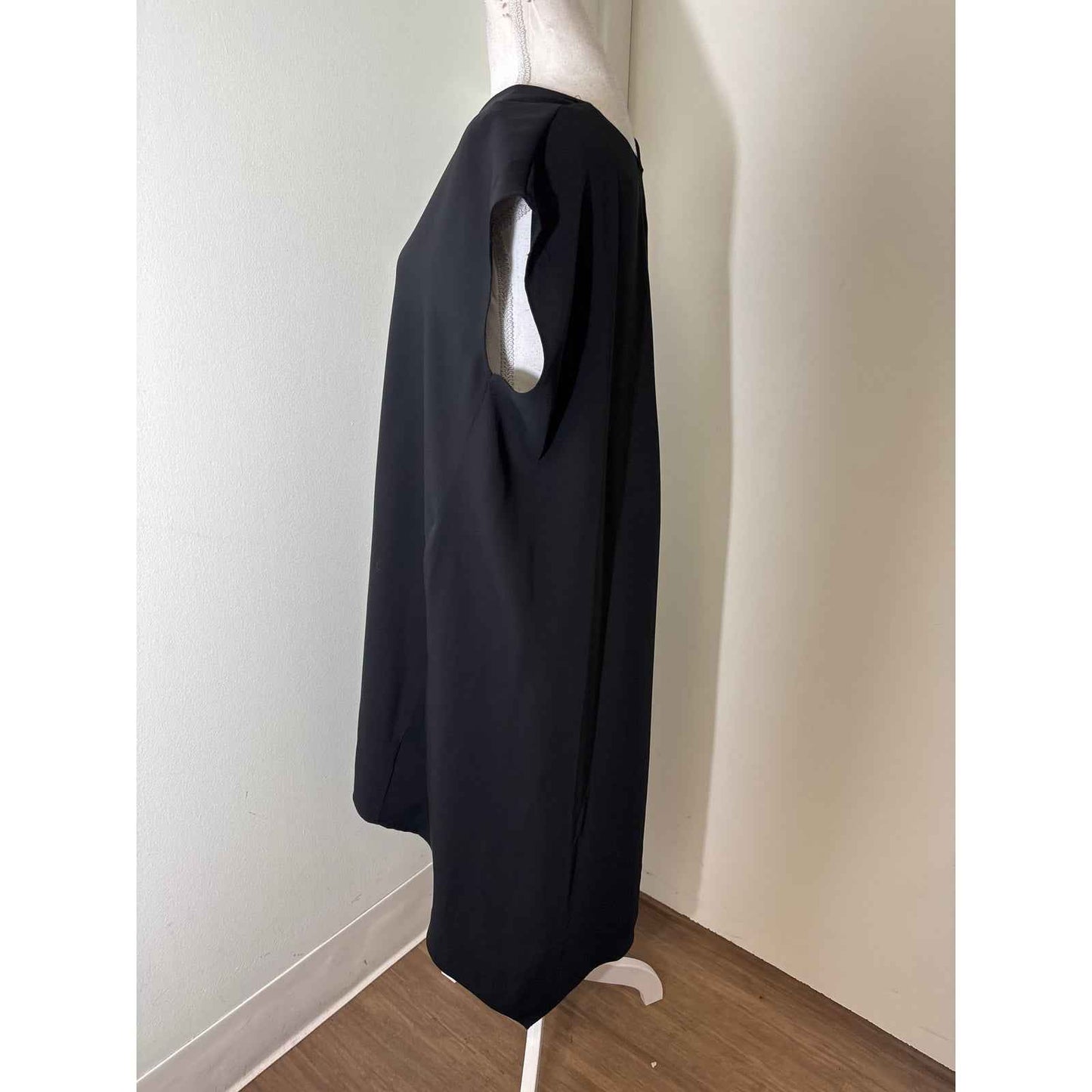 Rachel Rachel Black Sleeveless V-Neck Hi Low Hem Midi Dress Sz L