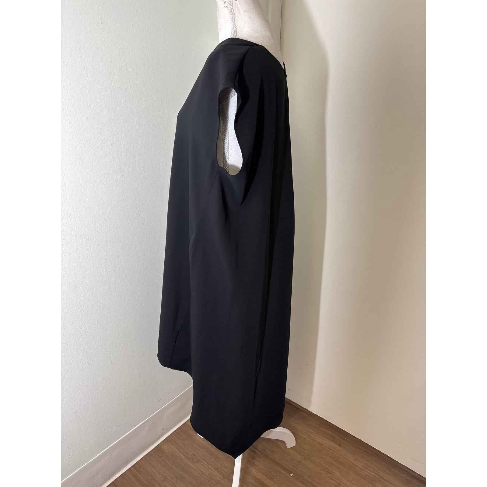Rachel Rachel Black Sleeveless V-Neck Hi Low Hem Midi Dress Sz L