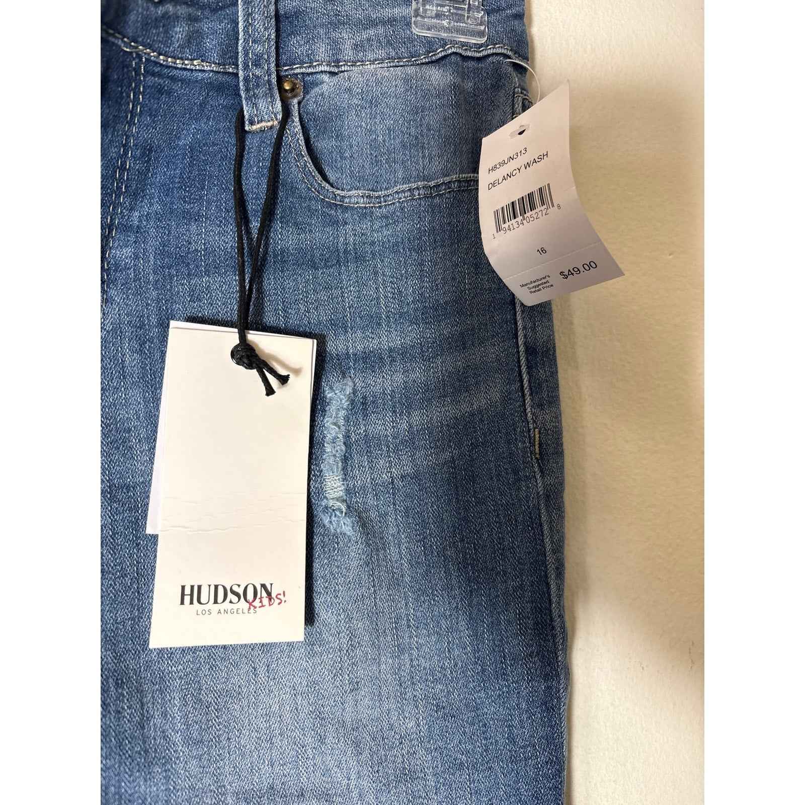 NWT Girls Hudson Kids "Jett Ankle Crop" Blue Jeans Sz 16