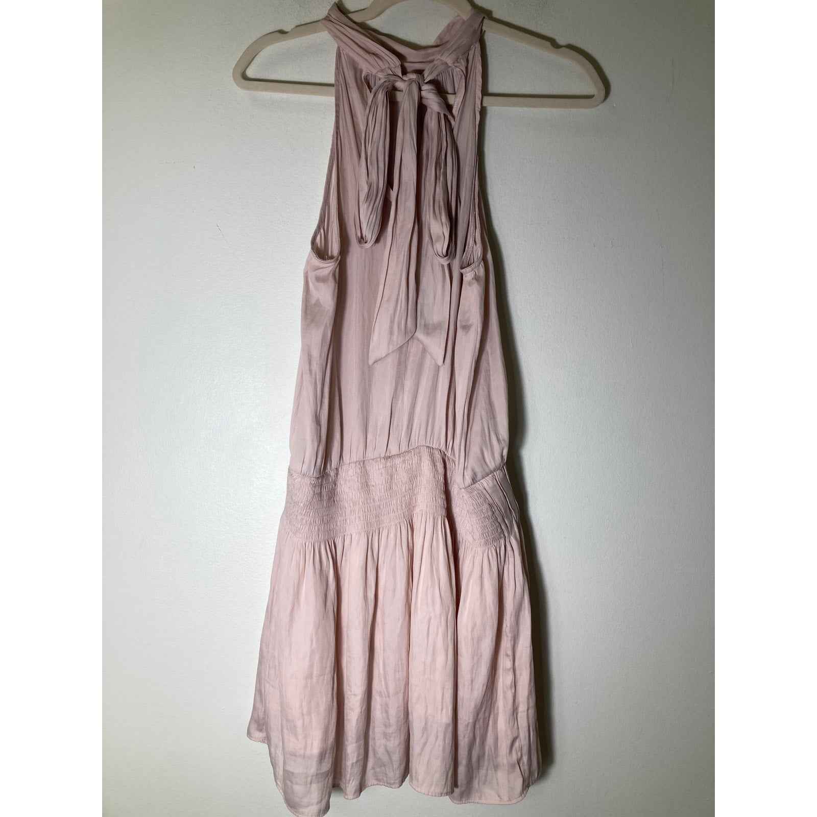 Pants Store Blush Pink Sleeveless Smocked Waist Flouncy Knee Length Dress Sz
