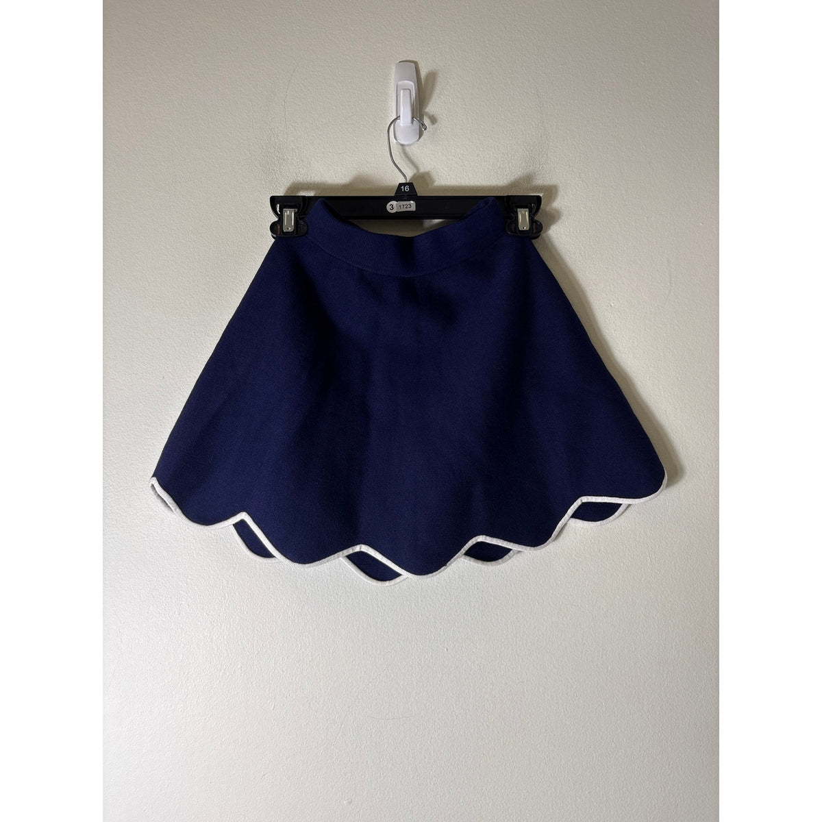 NWT Maeve Navy and White Trim Scallop Mini Skirt Sz XXS