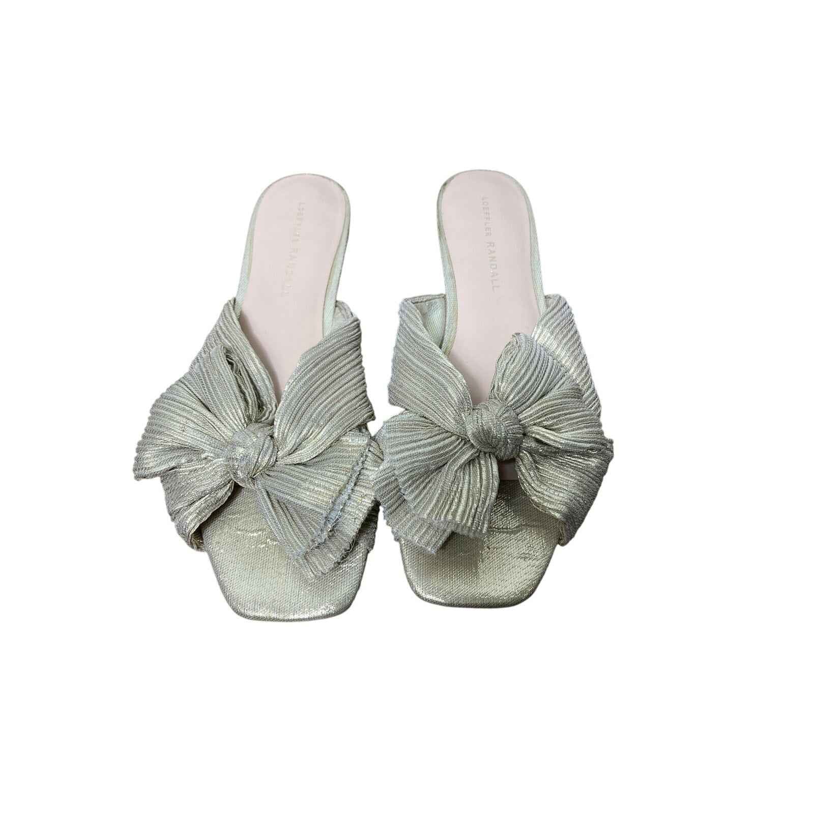 Loeffler Randall Light Gold Bow Slip On Flat Sz 8