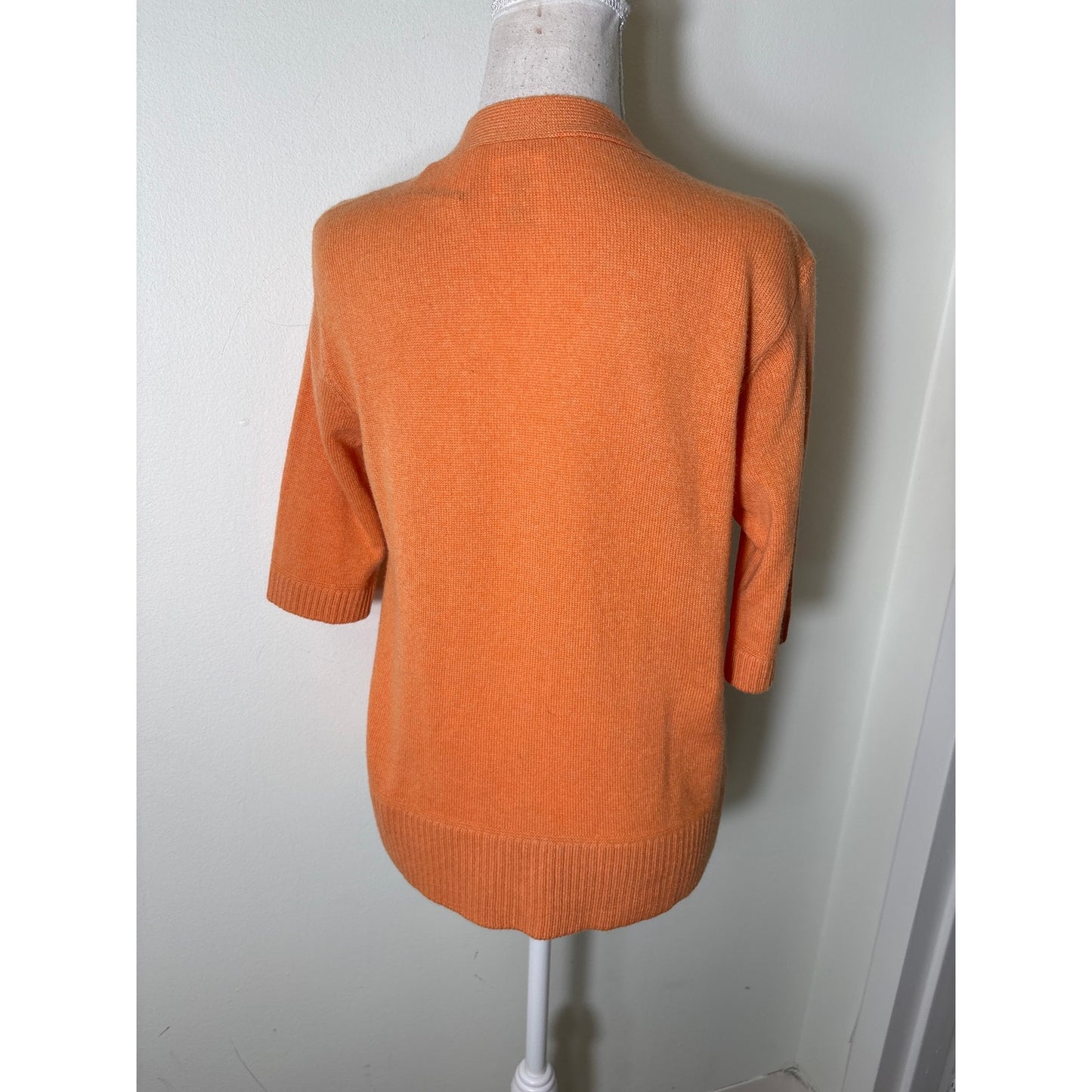 NWT Sharis Tangerine Half Sleeve Cashmere Button Up Cardigan Sz M