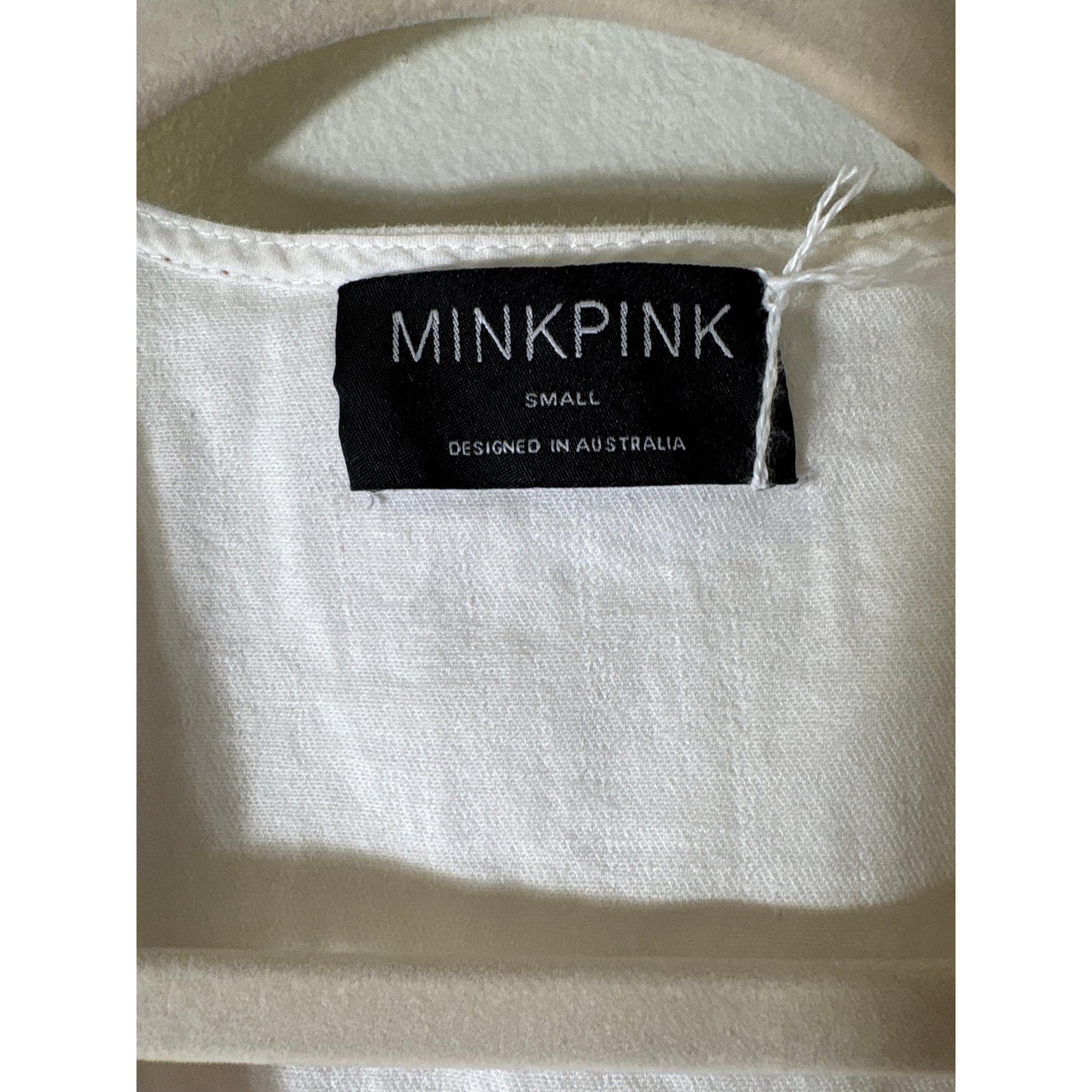 Mink Pink White Half Puff Sleeve Button Up Mini Dress Sz S
