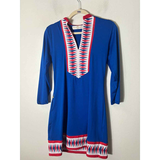 Tracy Negoshian Red White and Blue Long Sleeve Tunic Dress Sz XS
