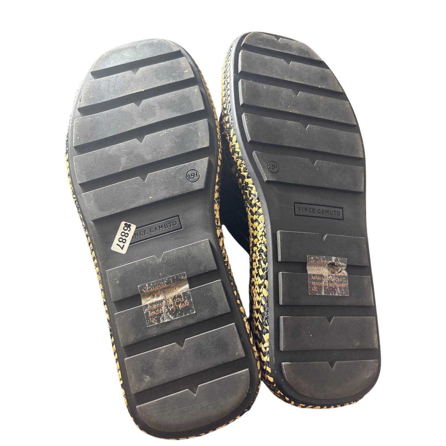 Vince Camuto Liquid Black Rafia Sole Sandal Sz 9.5