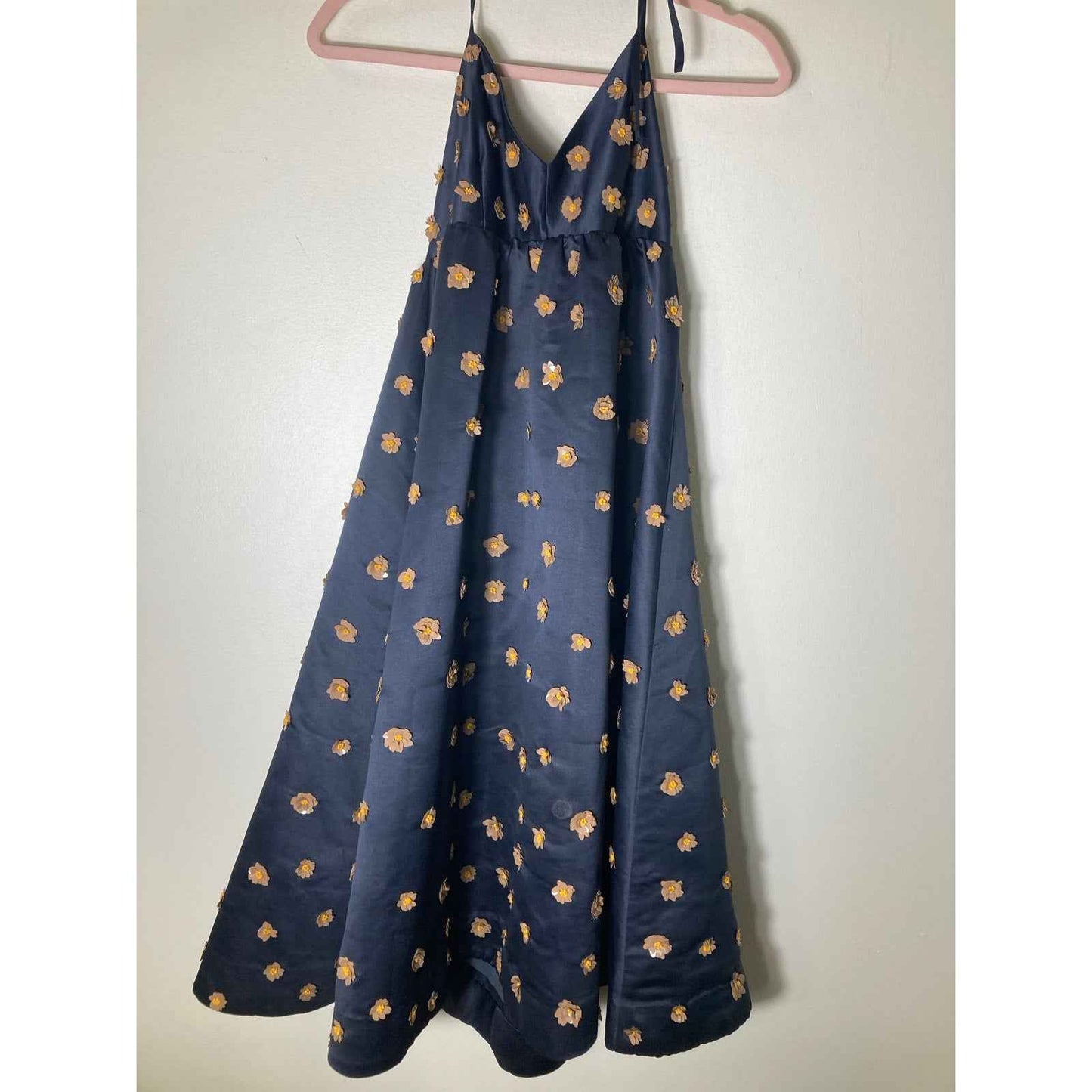 Dhruv Kapoor Navy With Flower Beads Special Occassion Dress Sz 0