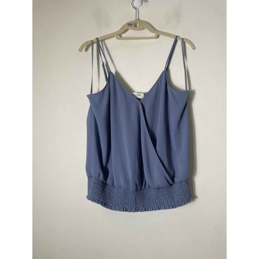 Pants Store Soft Blue Spaghetti Strap Cross Over Blouson Top Sz M