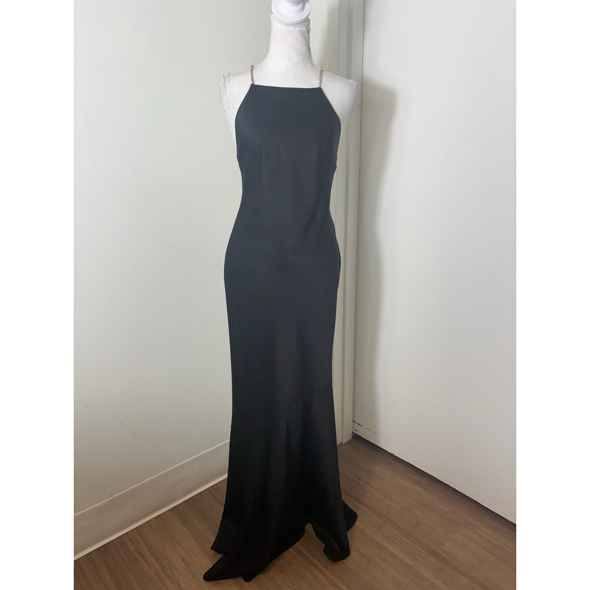 Rachel Zoe Black Rhinestone Strap Gown Sz 4