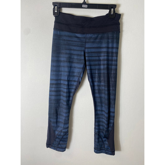 Lulu Lemon Black/Blue Leggings Sz 2. Long Length