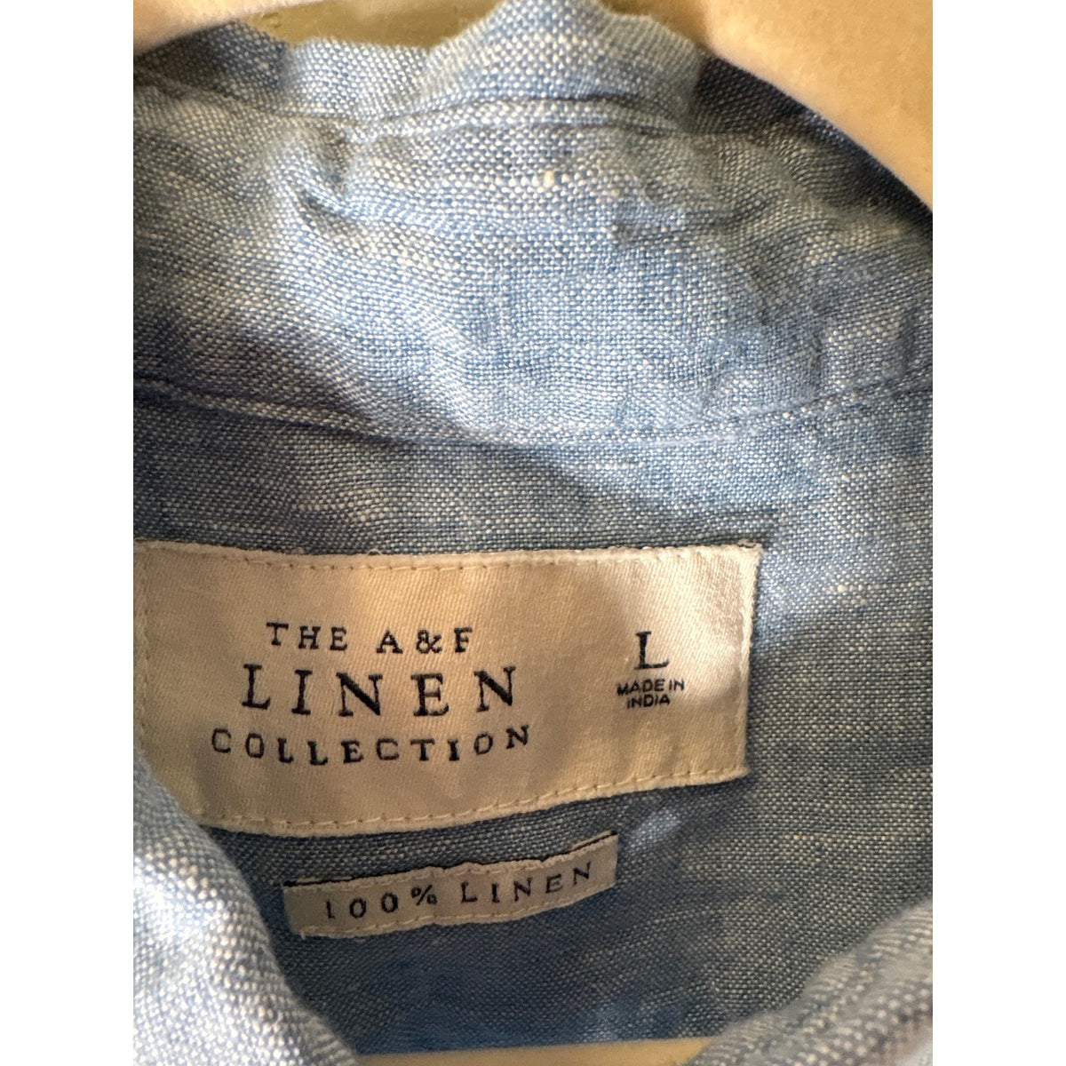 Mens The A & F Blue Linen Button Up Shirt Sz L