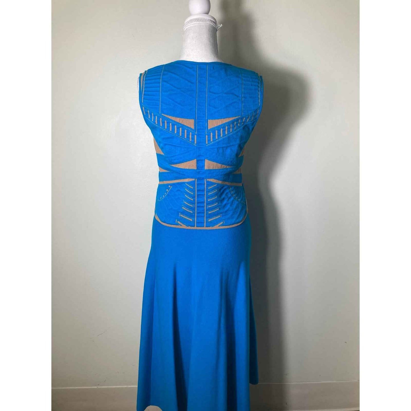 RVN Turquoise Blue and Tan Skirt Set S
