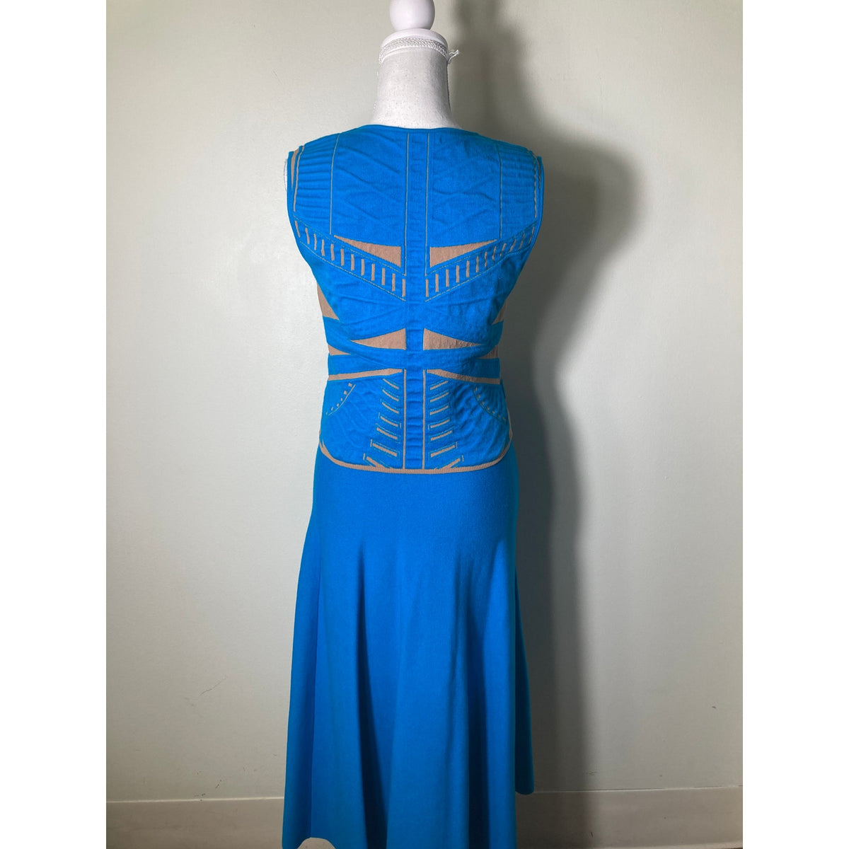 RVN Turquoise Blue and Tan Skirt Set S