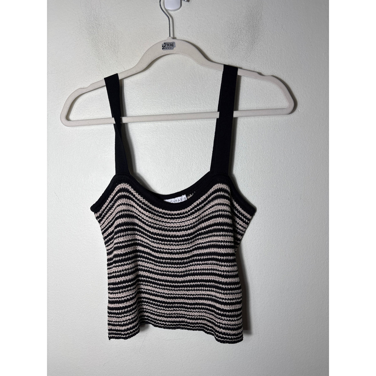 Lucy Paris Black and White Knit Crop Top Sz M