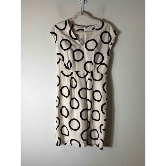 Banana Republic Off White and Black Cap Sleeve Midi Dress Sz s