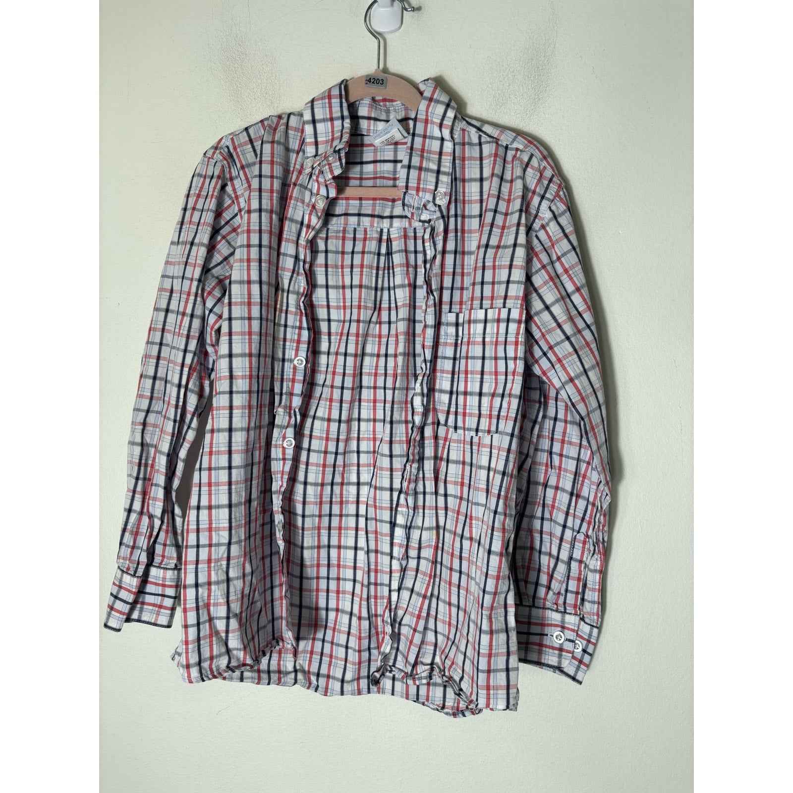 Boys Bella Bliss Long Sleeve Red White Blue Plaid Button Up Sirt Sz 8