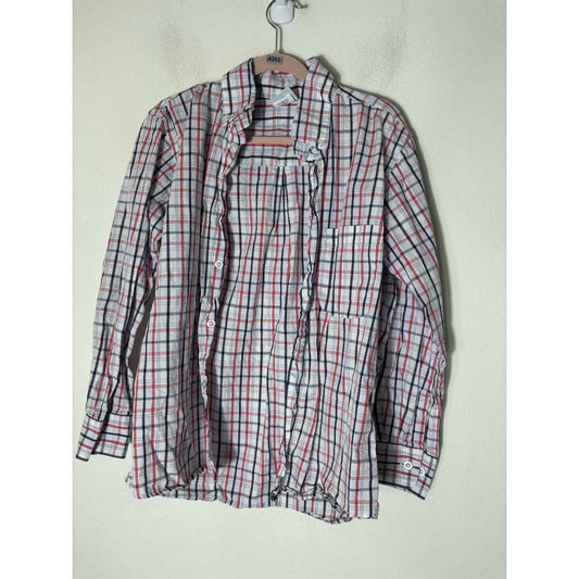 Boys Bella Bliss Long Sleeve Red White Blue Plaid Button Up Sirt Sz 8