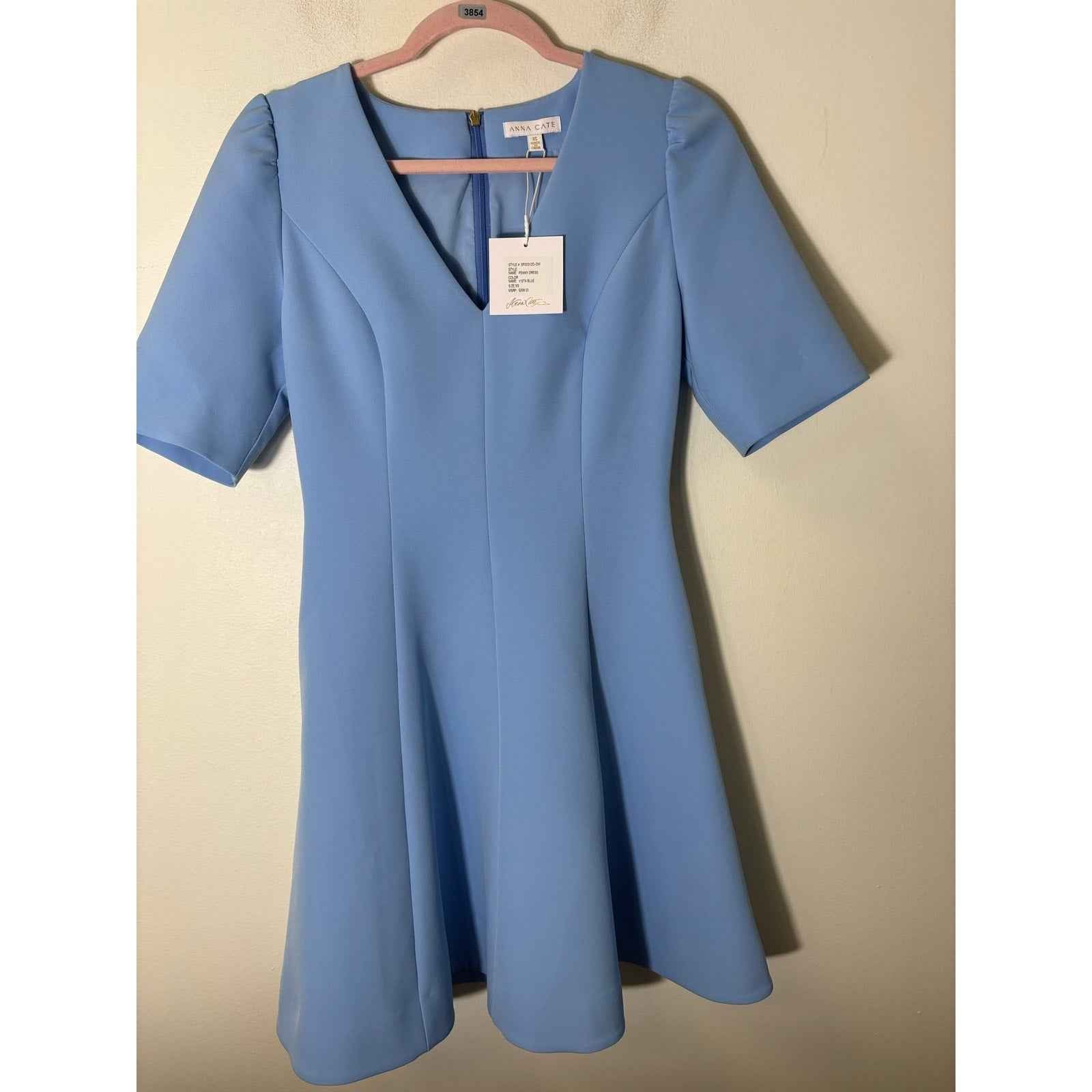 NWT Anna Cate Light Blue Half Sleeve Knee Length Party Dress Sz XS