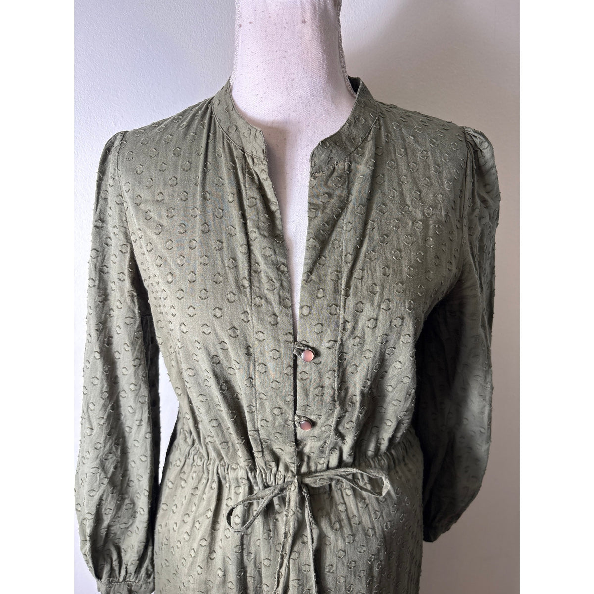 Emerson Fry / India Collection Olive Green Dot Maxi Dress Sz S