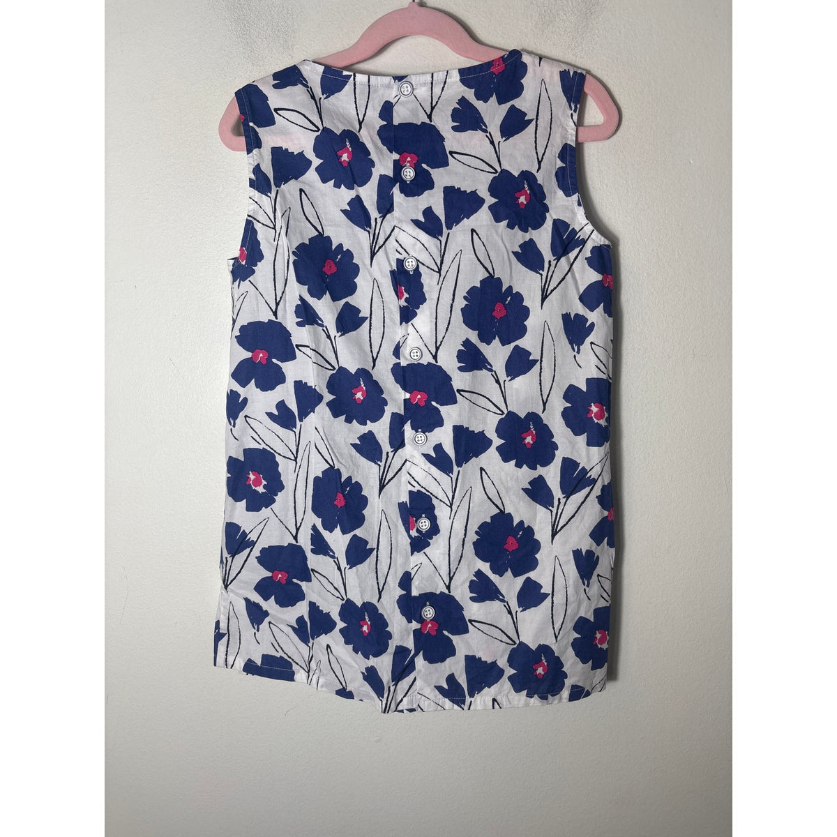 Girls Busy Bees Blue and White Floral Sleeveless Dress Sz 10
