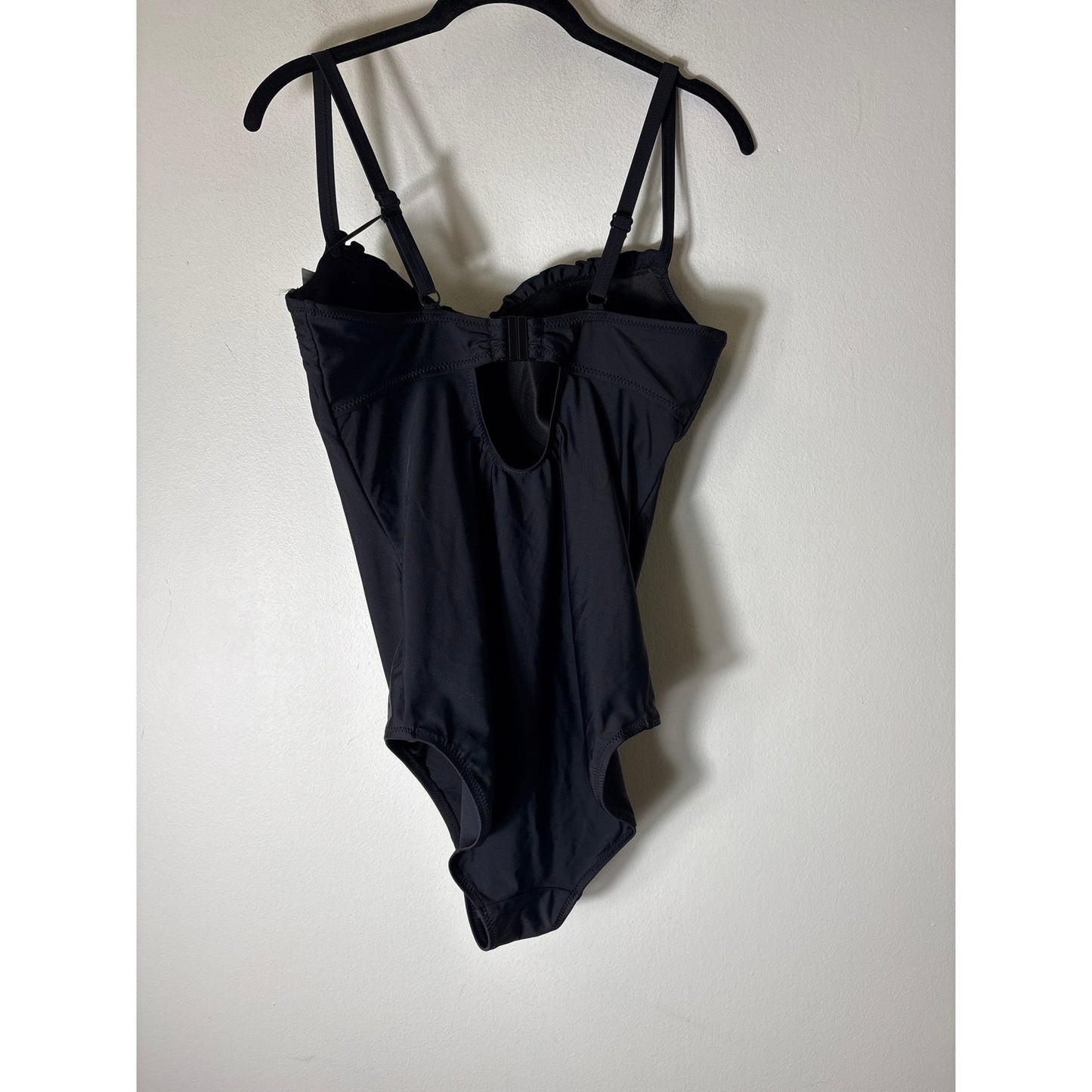 NWT Pour Moi Black Splash Padded Underwired Control Swimsuit Sz 34F (Med)