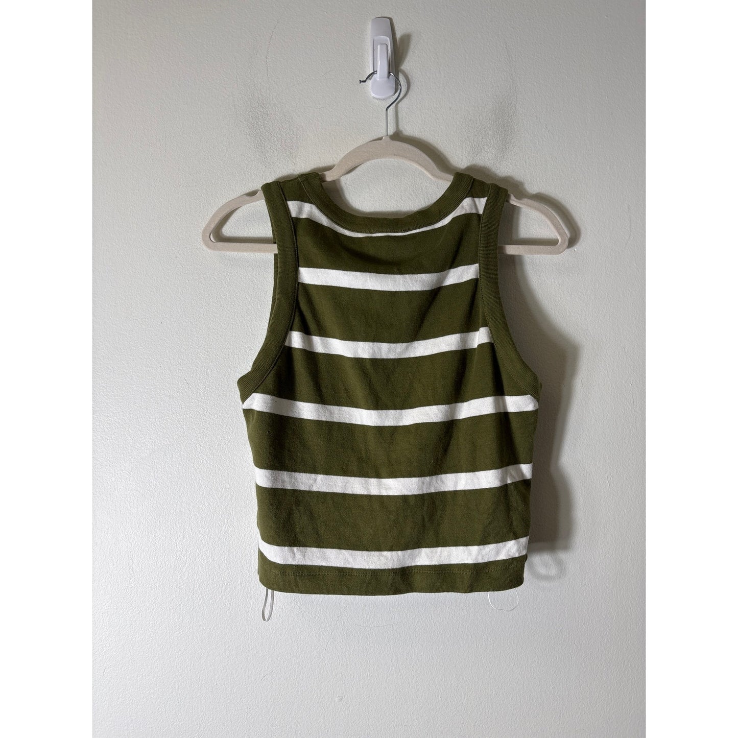 Tanya Taylor Olive Green Stripe Sleeveless Wrap Sweater Sz L