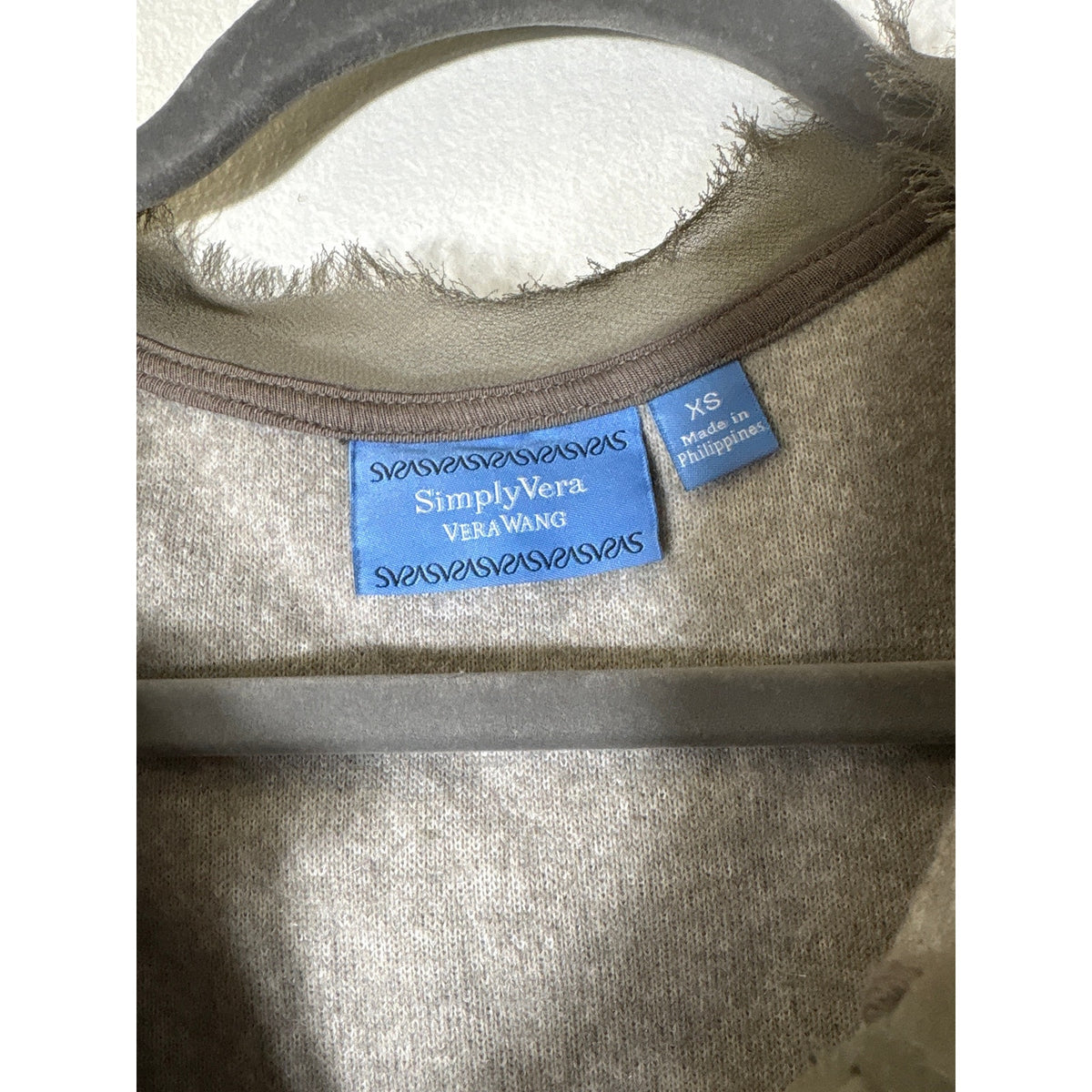 Simply Vera Wang Gray Faux Mixed Media Sleeveless Cardigan Sz XS