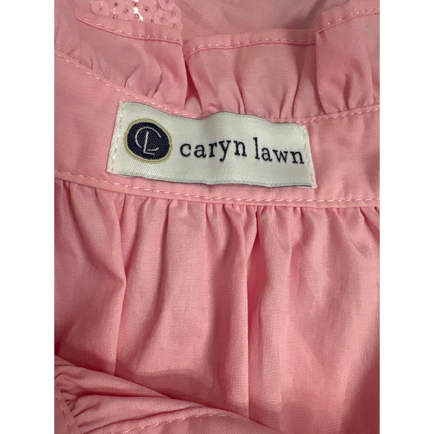 Caryn Lawn Pink 3/4 Sleeve Button Up Cotton Knee Length Dress Sz L