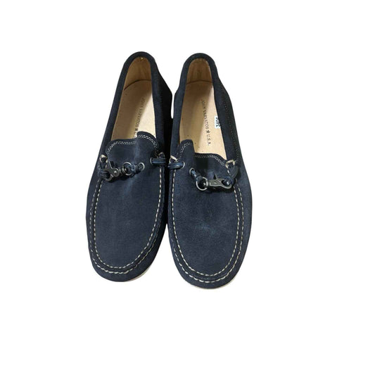 Men's John Varvatose Navy Blue Suede Boat Shoes Sz 9.5