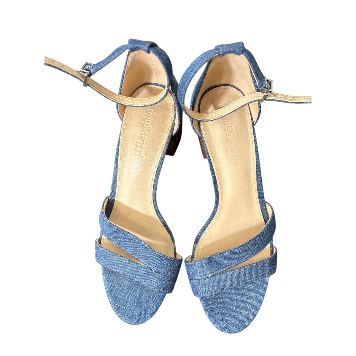 J. McLaughlin Blue Denim Strappy High Heel Sandal Sz 7.5